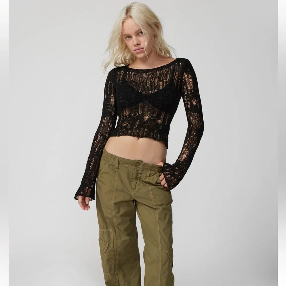 Distressed goth knit black long sleeve sweater urban outfitters - Picture 5 of 9